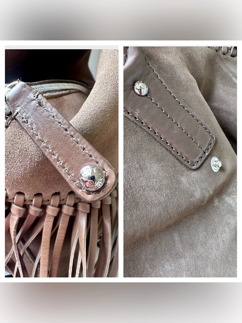 ❌SOLD! ❌TOD’S Large Fringe Cape Bag Suede Leather Satchel Brown - Picture 10 of 14
